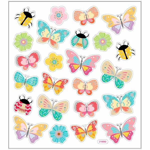 Stickers, Djur, Ark 15 x 16,5 cm, 1 ark Fjärilar och nyckelpigor