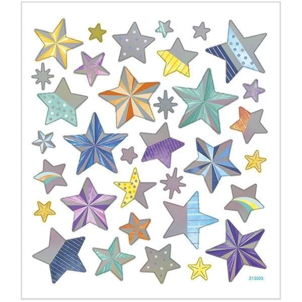 Stickers, Blandad, ark 15 x 16,5 cm, 1 ark Stjärnor
