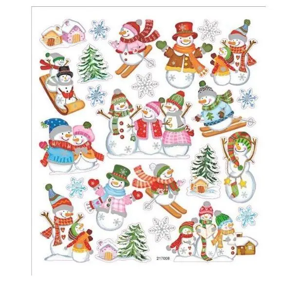 Stickers, Blandad, ark 15 x 16,5 cm, 1 ark Ögon Snögube På Skidor