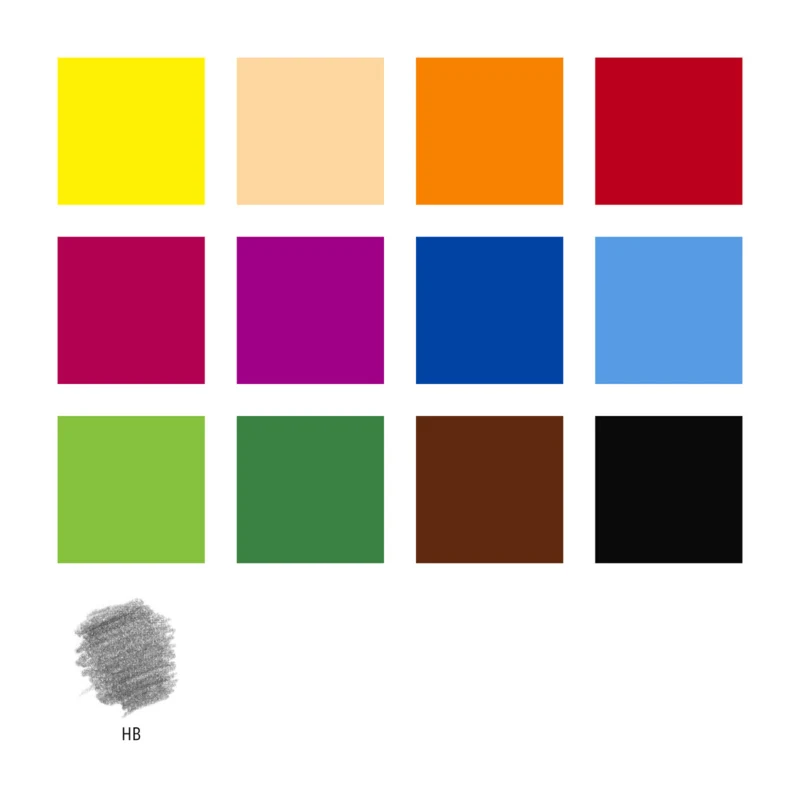 STAEDTLER Noris Club Crayons + Penna & suddgummi, 12 + 2 st – Colours