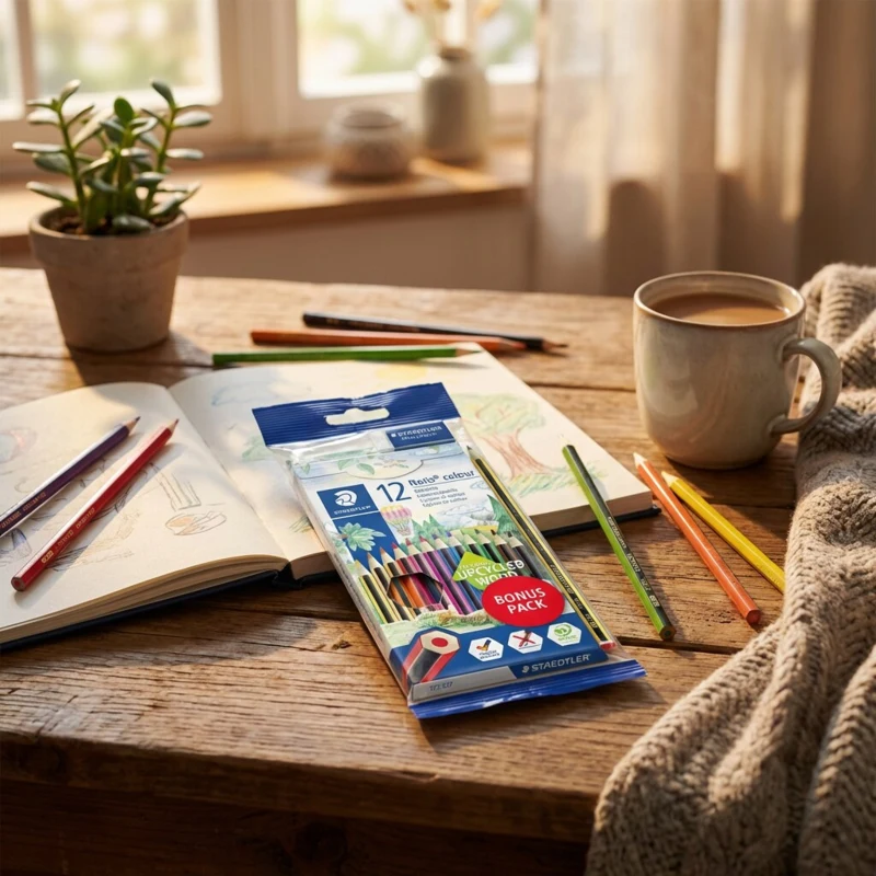 STAEDTLER Noris Club Crayons + Penna & suddgummi, 12 + 2 st – Huvudbild