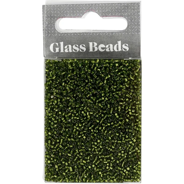 Rocaipärlor, glaspärlor 1,7 mm Gräsgrön