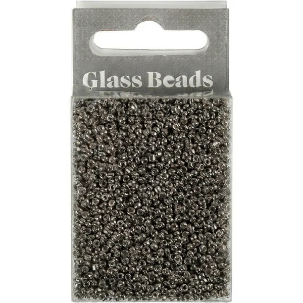 Rocaipärlor, glaspärlor 1,7 mm Gråmetall