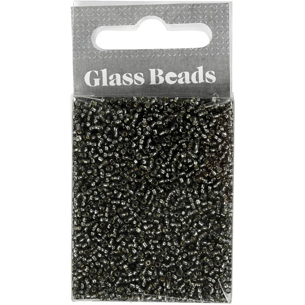 Rocaipärlor, glaspärlor 1,7 mm Grågrön