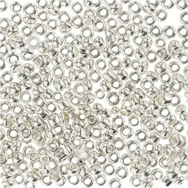 Rocaipärlor, glaspärlor 1,7 mm Silver metall