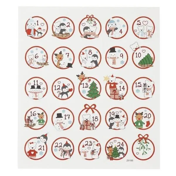 Kalendersiffror Stickers, 24 st. Polarkul