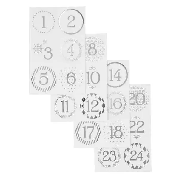 Kalendersiffror Stickers, 24 st. Cirklar