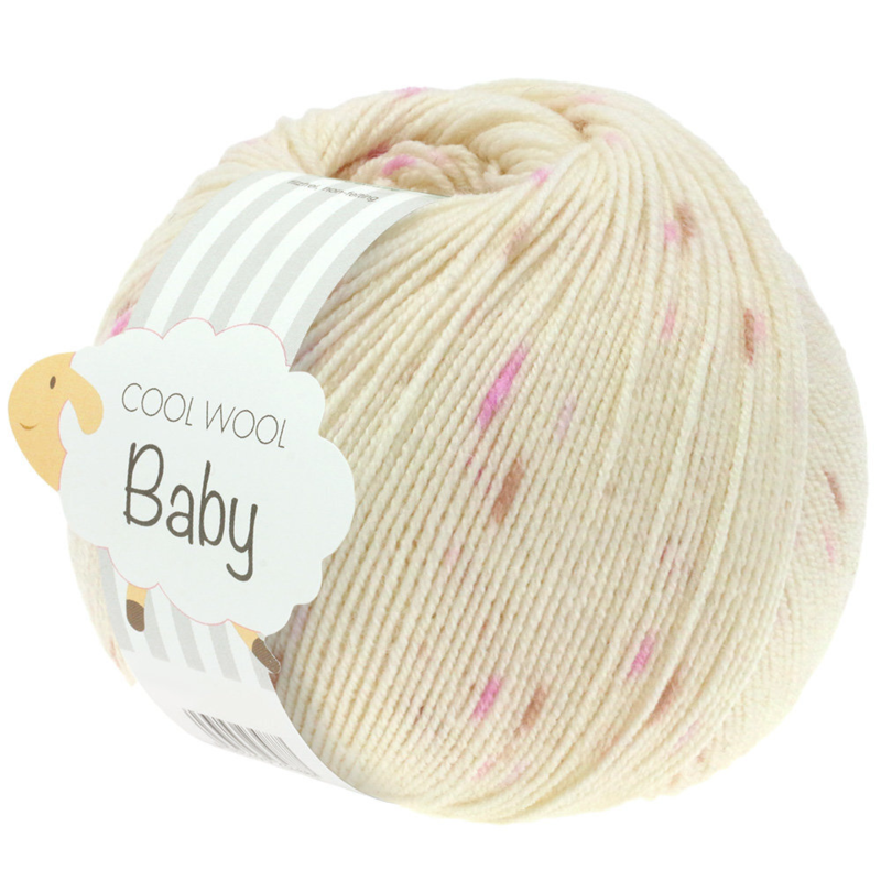 Lana Grossa Cool Wool Baby 353 Råvit/Syren/Rosa/Bär