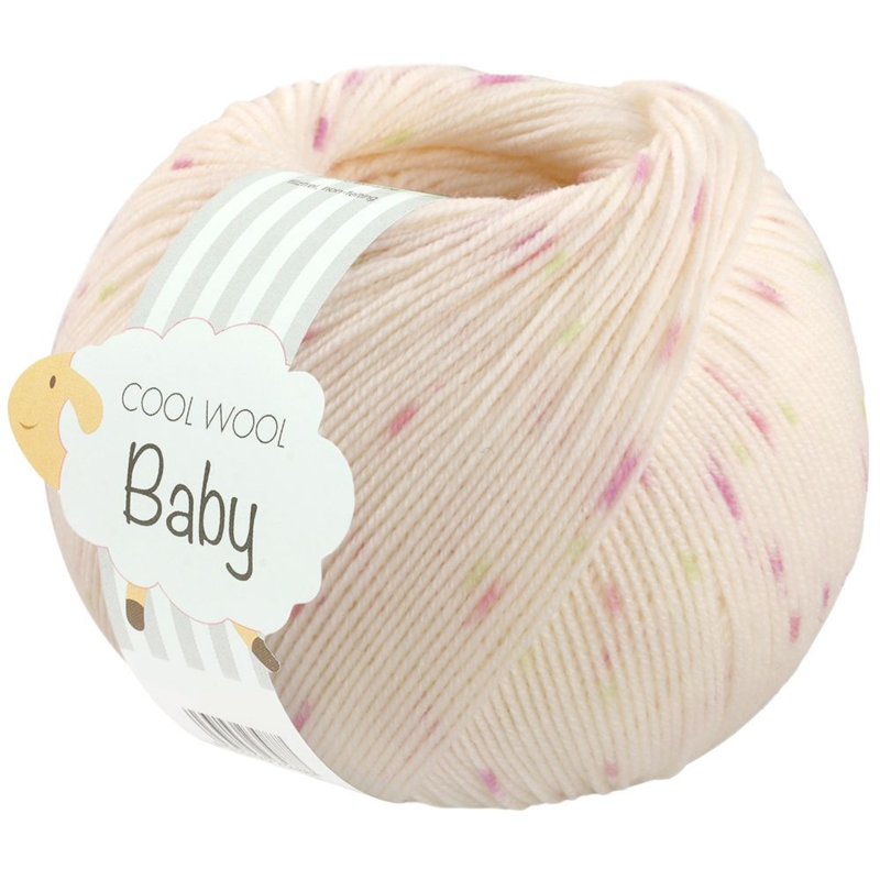 Lana Grossa Cool Wool Baby 367 Vit/Pink/Kiwi