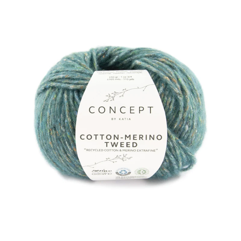 Katia Cotton-Merino Tweed 504 Grönblå