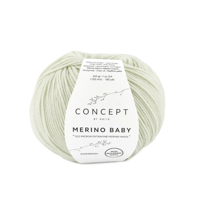 Katia Concept Merino Baby 155 Vitaktig grön