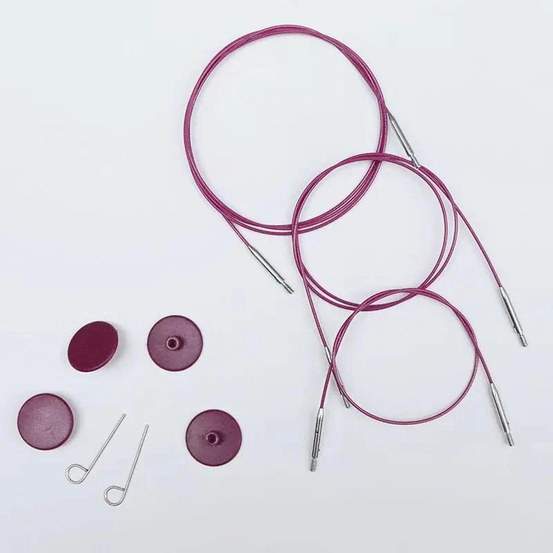 KnitPro Rostfri Stålkabel Swivel Lila (40-150 cm)