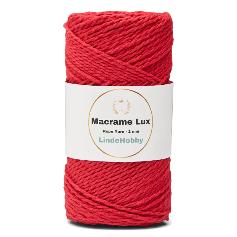 LindeHobby Macrame Lux, Rope Yarn, 2 mm 10 Röd