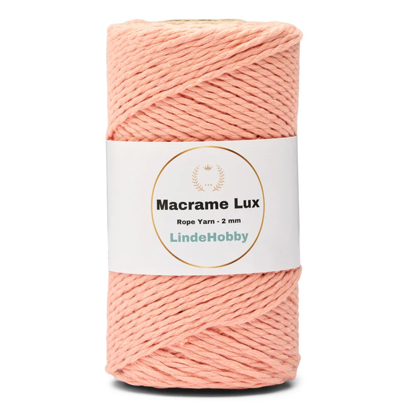 LindeHobby Macrame Lux, Rope Yarn, 2 mm 11 Ljusrosa