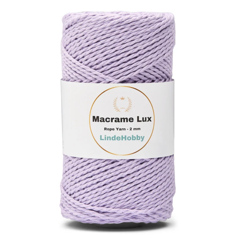 LindeHobby Macrame Lux, Rope Yarn, 2 mm 14 Ljuslila