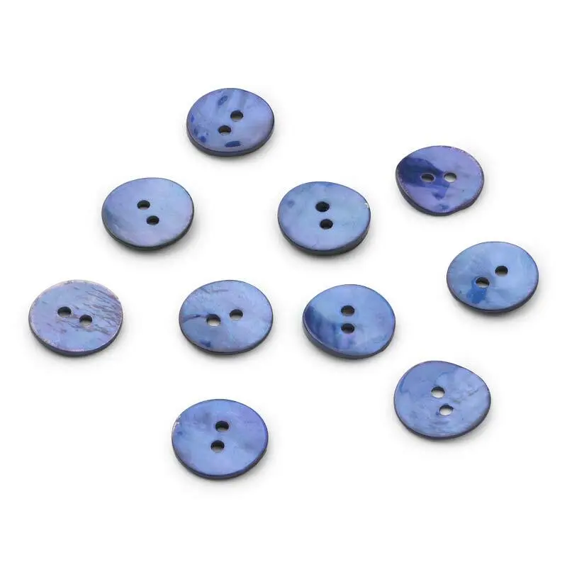 HobbyArts Pärlemorsk­nappar, Blå, 15 mm, 10 st