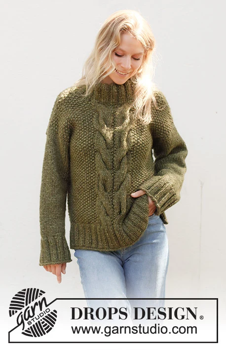 244-32 Moss Vine Sweater by DROPS Design