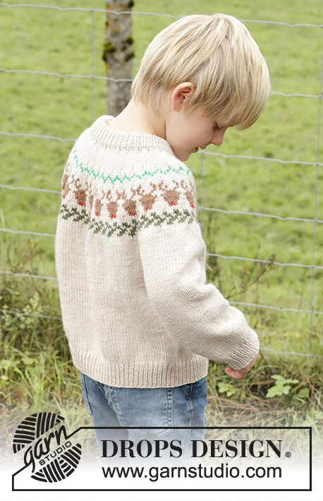 47-18 Reindeer Dance Sweater by DROPS Design