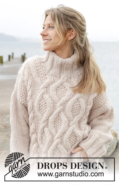 243-23 Cable Beach Sweater by DROPS Design