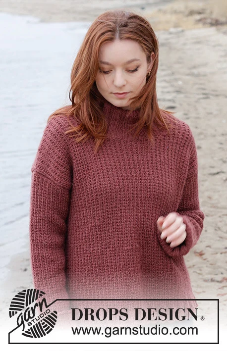245-26 Rustic Berry Sweater by DROPS Design