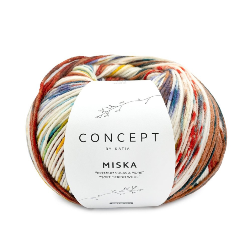 Katia Concept Miska Socks 103 Blå-Kamel-Ockragul