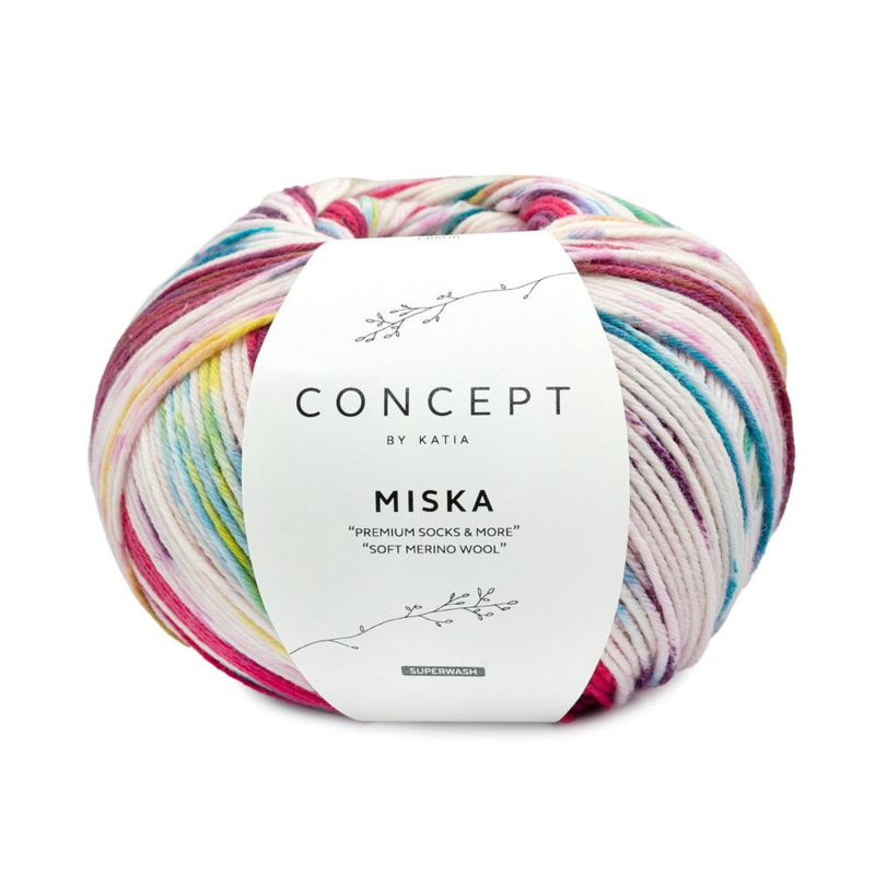 Katia Concept Miska Socks 100 Fuchsia-Pärla björnbär-Grönblå