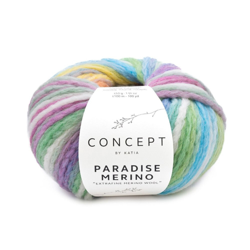 Katia Concept Paradise Merino 500 Ecru-Grön-Blå-Gul