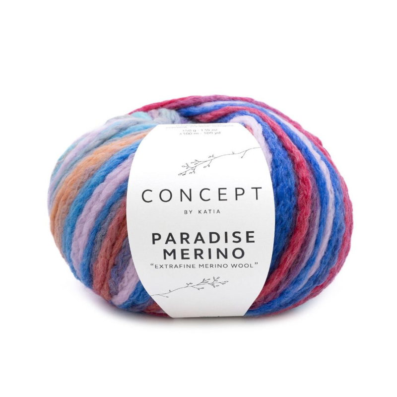 Katia Concept Paradise Merino 501 Kastanjebrun-Blå-Orange-Lila