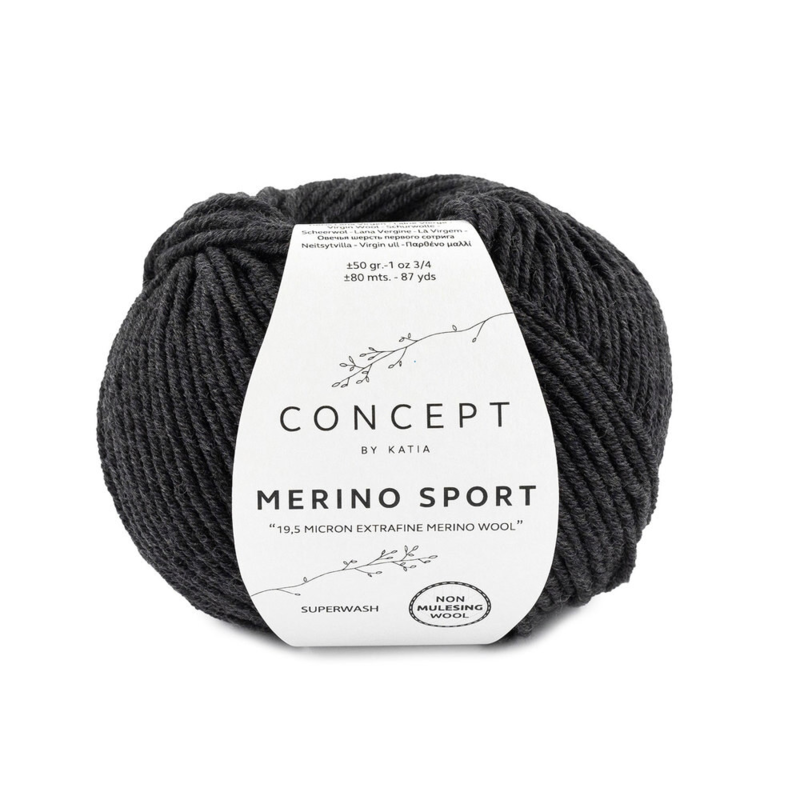 Katia Concept Merino Sport 402 Mycket mörkgrå