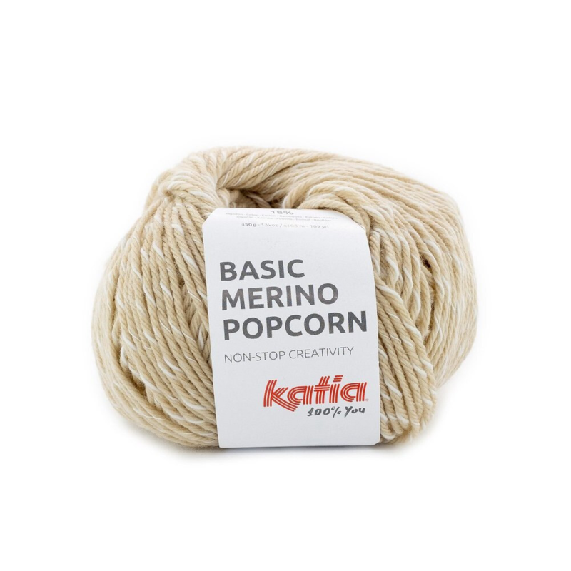 Katia Basic Merino Popcorn 105 Beige-vit