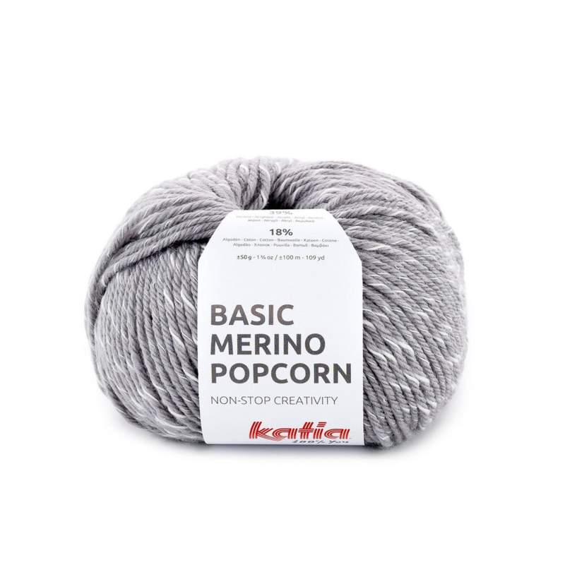 Katia Basic Merino Popcorn 103 Mörkgrå-vit