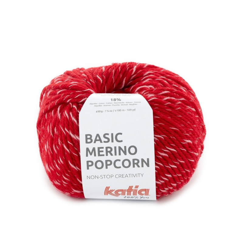 Katia Basic Merino Popcorn 109 Röd-vit