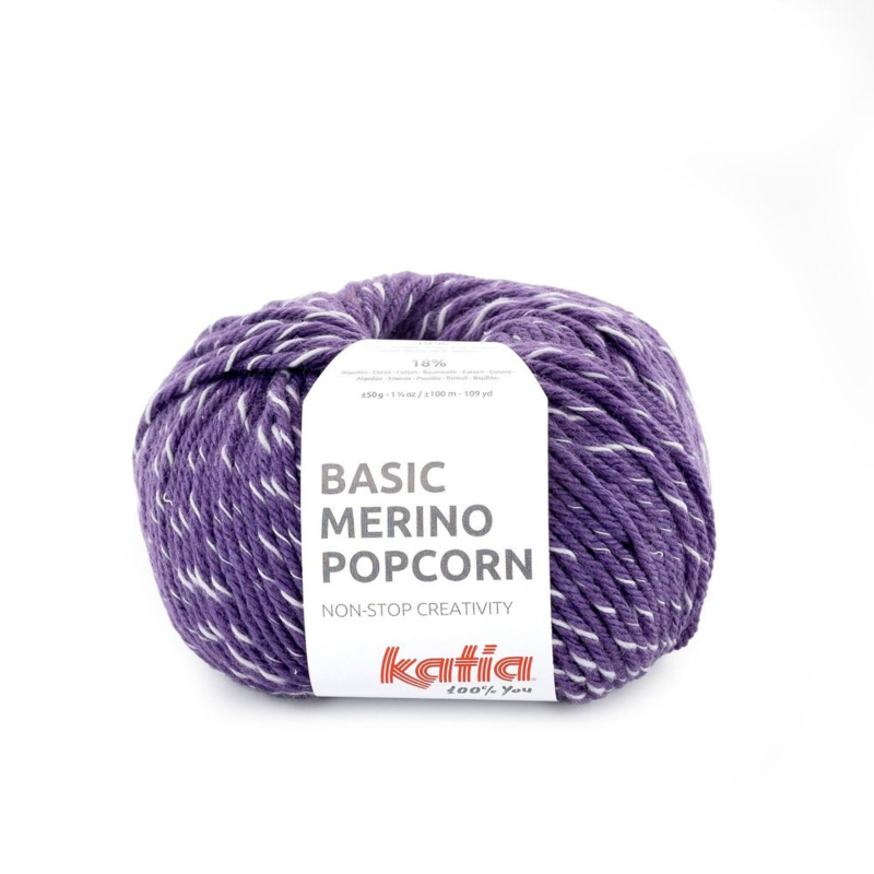 Katia Basic Merino Popcorn 100 Violett-vit