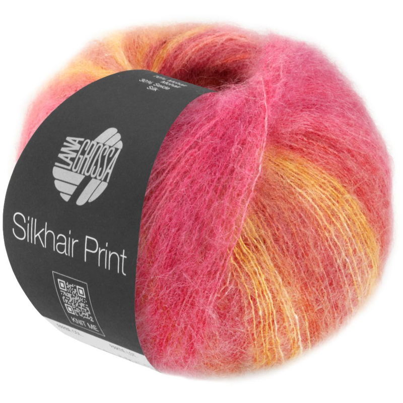 Lana Grossa Silkhair Print 428 Bär/Gammalrosa/Fuchsia/Hallon/Guldgul/Nougat