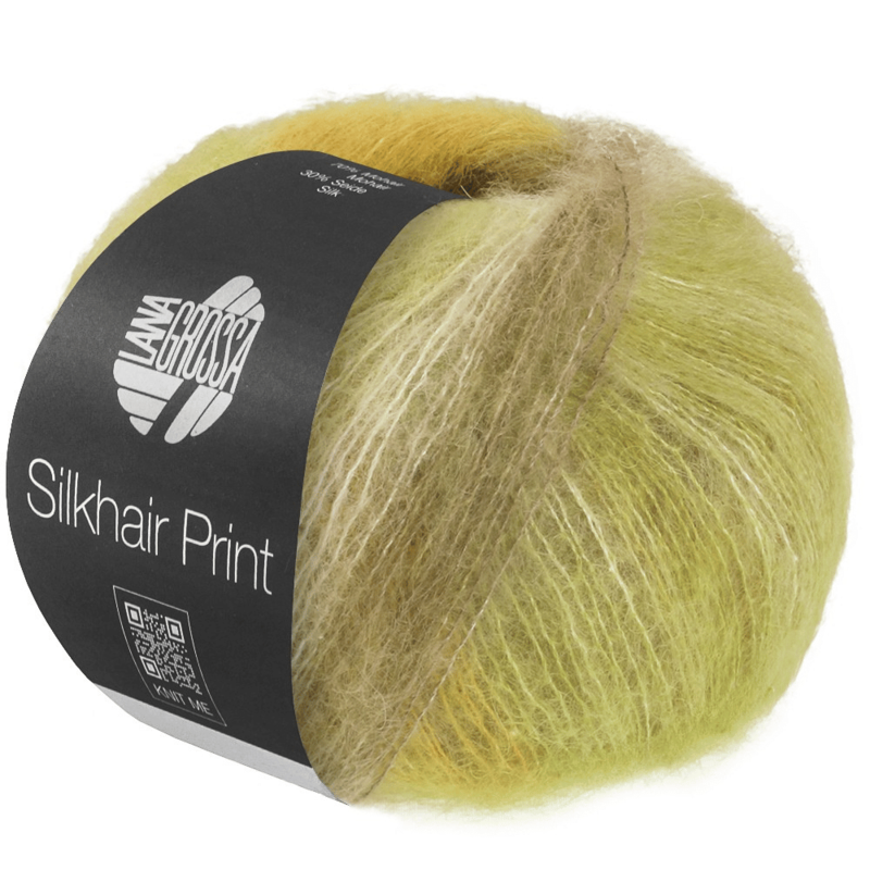 Lana Grossa Silkhair Print 433 Lime/gul/taupe/ljusbeige