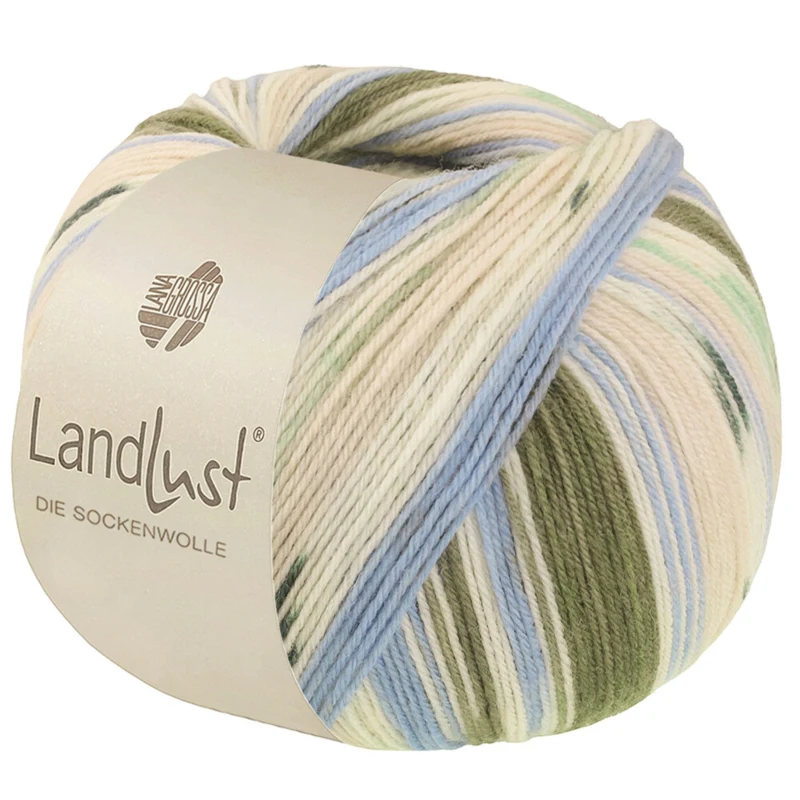Lana Grossa Landlust Die Sockenwolle 722 Skogsgrön/Ecru/Himmelsblå/Ljus beige/Jade