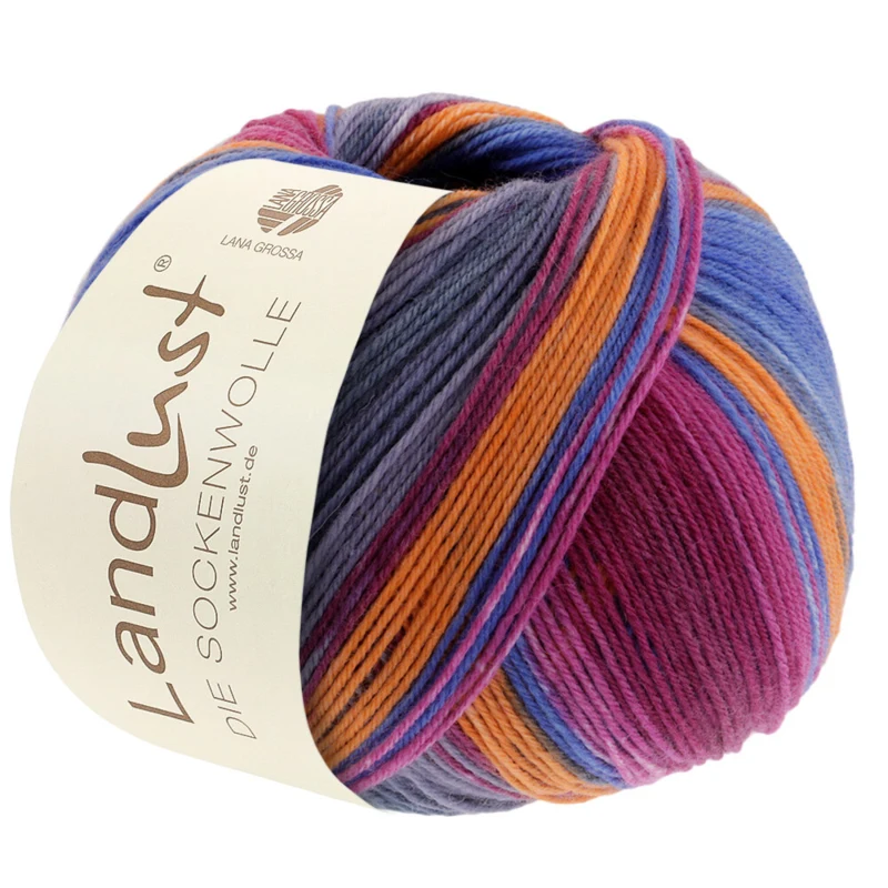 Lana Grossa Landlust Die Sockenwolle 128 Fuchsia/Vinröd/Petrol/Orange/Grå/Grågrön/Gråblå