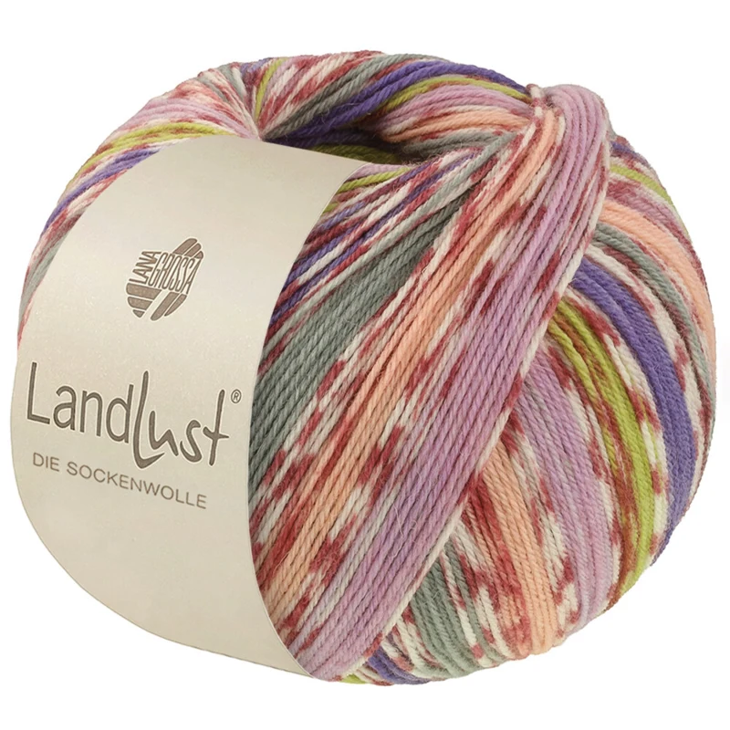 Lana Grossa Landlust Die Sockenwolle 826 Persika/Lila/Vårgrön/Violett/Grå/Creme/Terrakotta