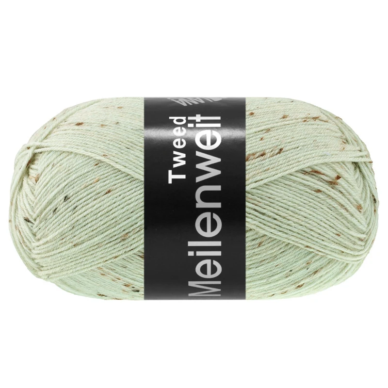 Lana Grossa Meilenweit 100 Tweed 182 Vitgrön