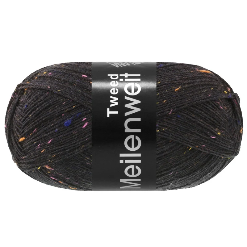 Lana Grossa Meilenweit 100 Tweed 186 Kolsvart