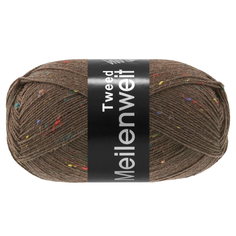 Lana Grossa Meilenweit 100 Tweed 184 Mörkbrun