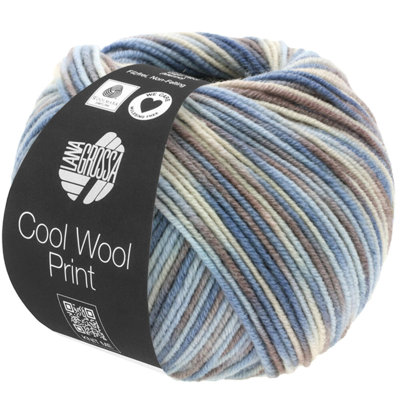 Lana Grossa Cool Wool Print 763 Ljusblå/Grège/Gråbrun/Blågrå