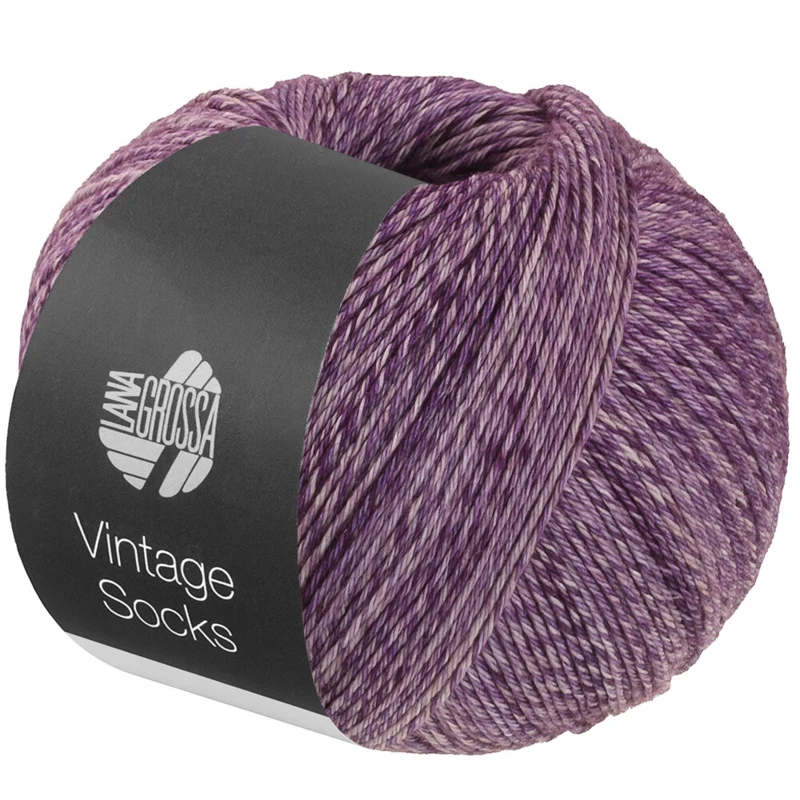 Lana Grossa Vintage Socks 1021 Mörkviolett/plommon melerad