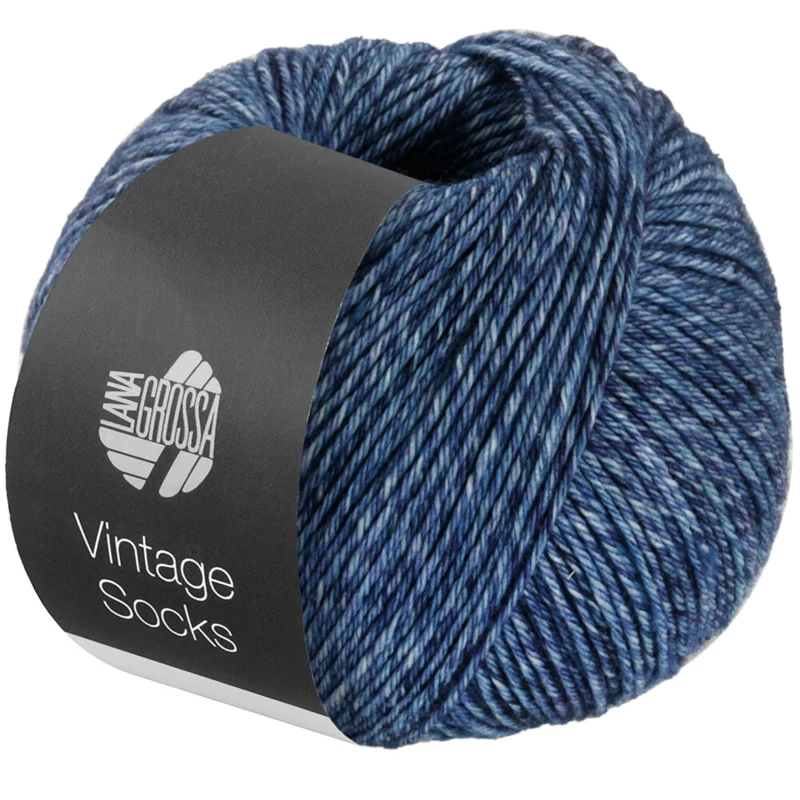 Lana Grossa Vintage Socks 1005 Jeans/gråblå/mörkblå melerad