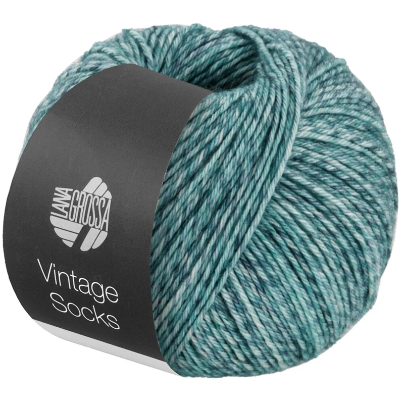 Lana Grossa Vintage Socks 1003 Mint/gråblå/jeans/petrol melerad