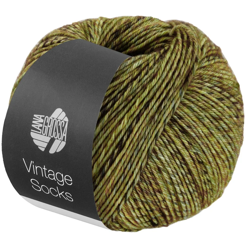 Lana Grossa Vintage Socks 1002 Majgrön/äppelgrön/mörkgrön melerad