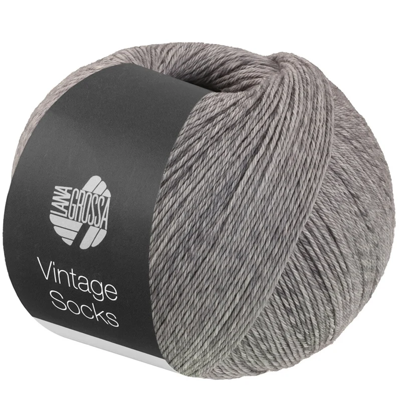 Lana Grossa Vintage Socks 1020 Ljusgrå/mörkgrå melerad