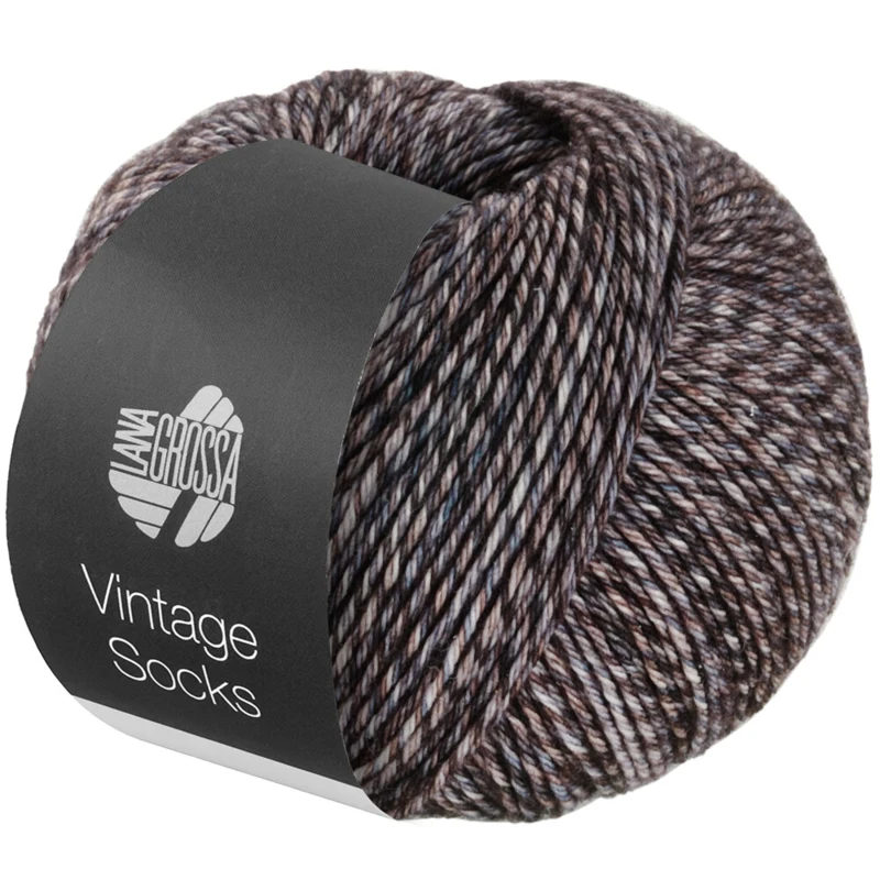 Lana Grossa Vintage Socks 1010 Gråbeige/mörkgrå/gråbrun melerad