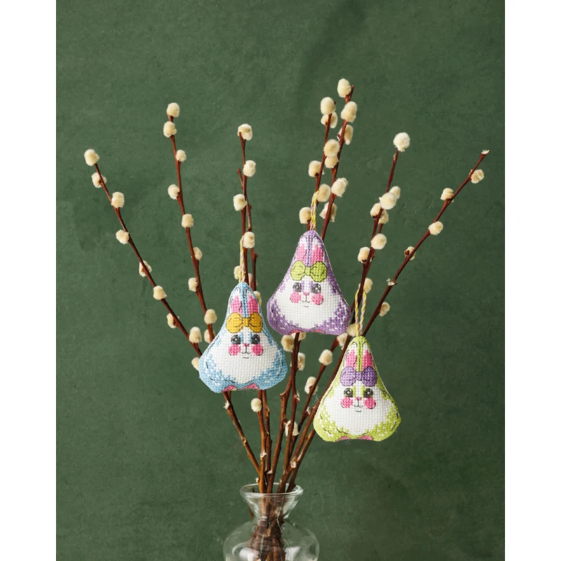 Påskharar m/rosett 3-pack 6 x 7 cm