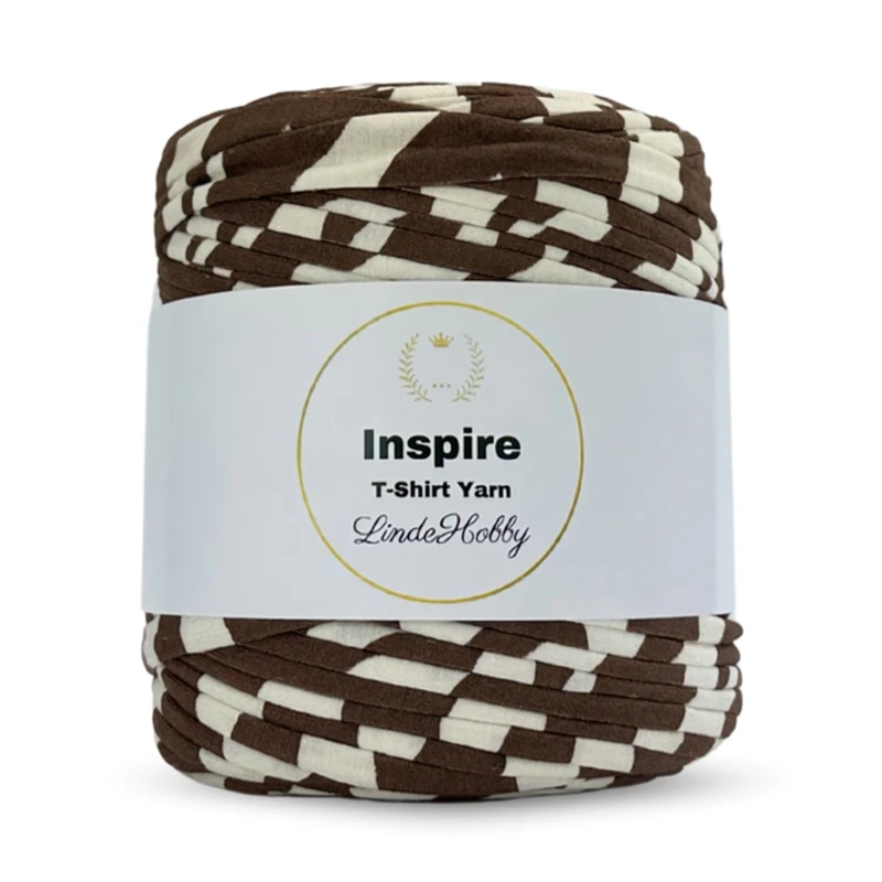 LindeHobby Inspire Print 50 Råvit med breda mörkbruna ränder